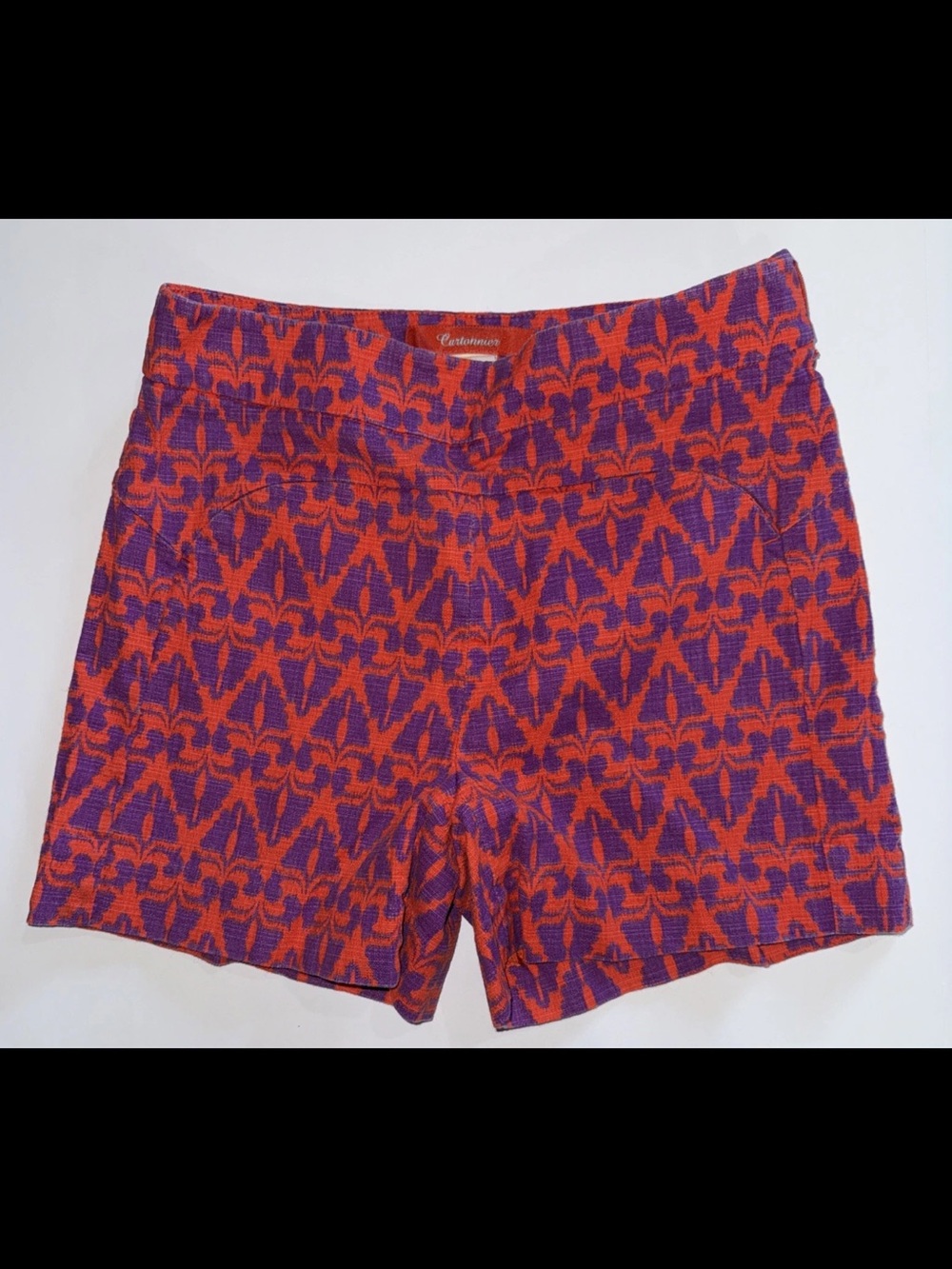 Cartonnier Anthropologie Pink and Purple High-Waist stretch linen Shorts size 12